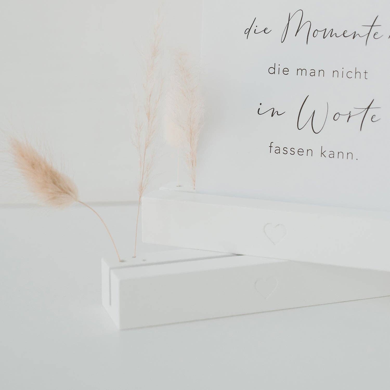 Karten- und Blumenhalter 2er Set - 12 cm Herz weiß (VE= 6 Se