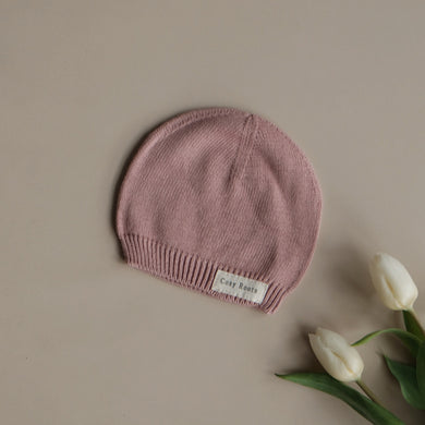 Organic Thin Knit Beanie Dusty Rose