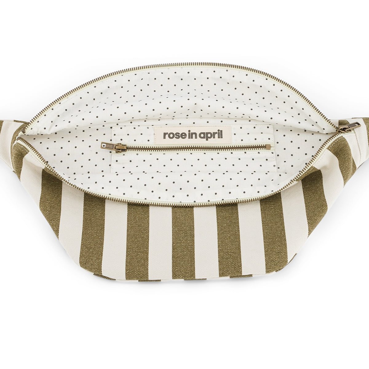 Bananenbeutel Olive/beige gestreift