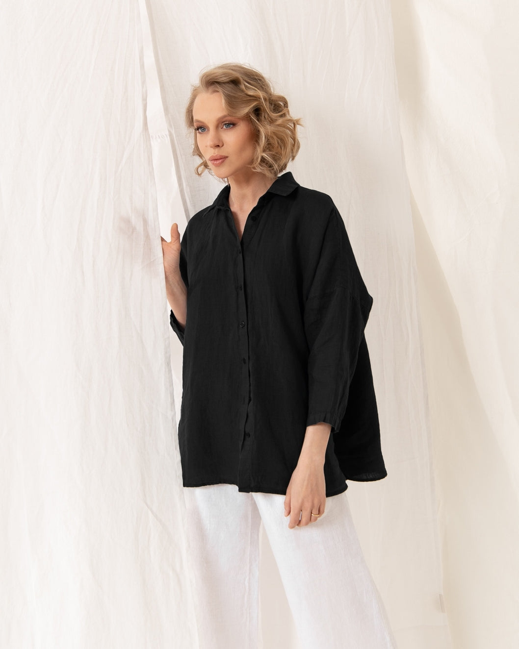 Linen Bluse white Cathy