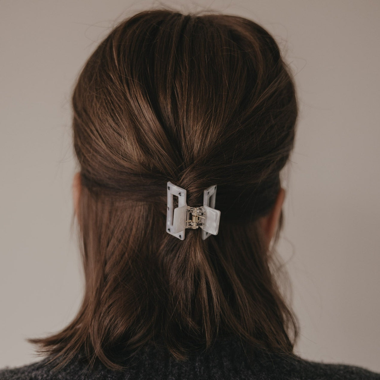Haarspange eckig klein Herzen schwarz Pearl