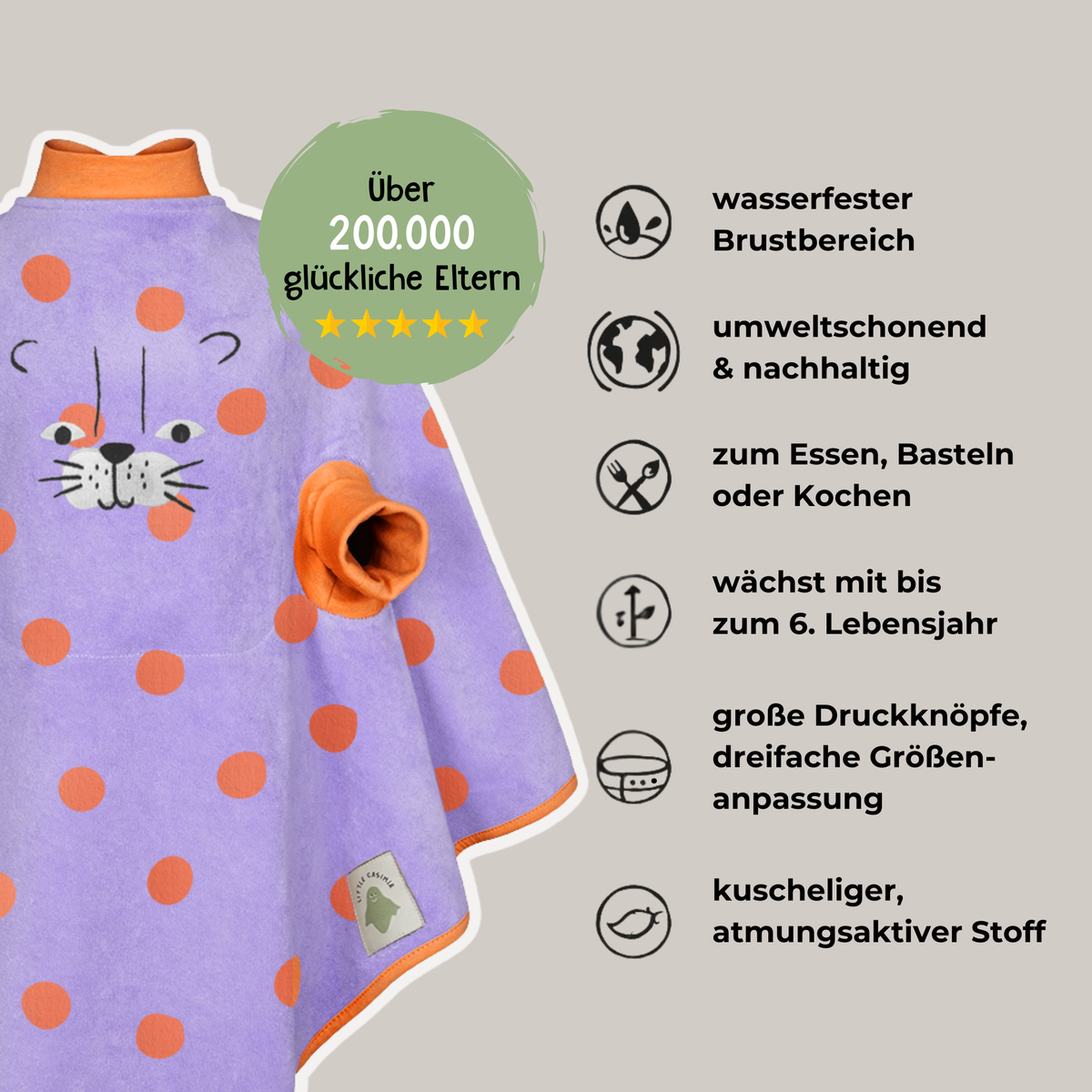 Lätzchen Boo-Frottee Waterproof Little Leo