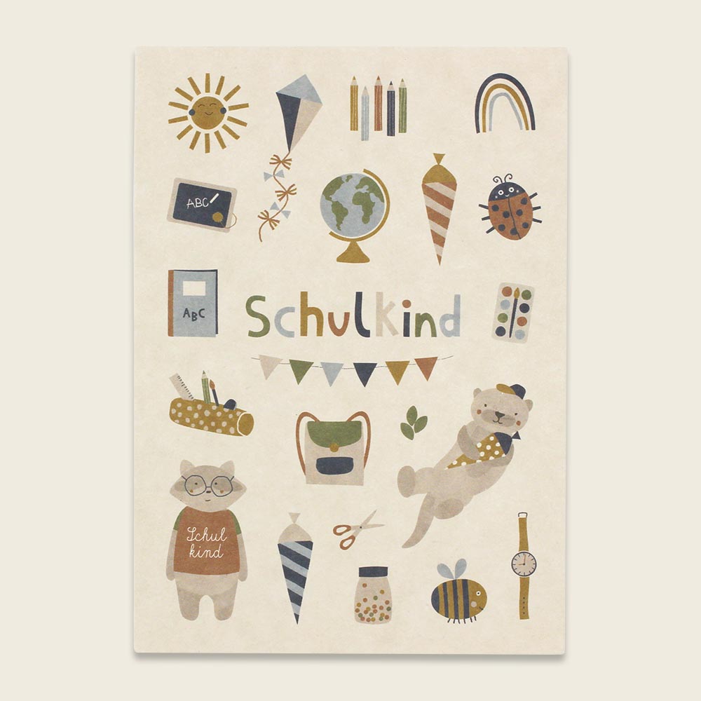 Postkarte | Symbole Schulkind