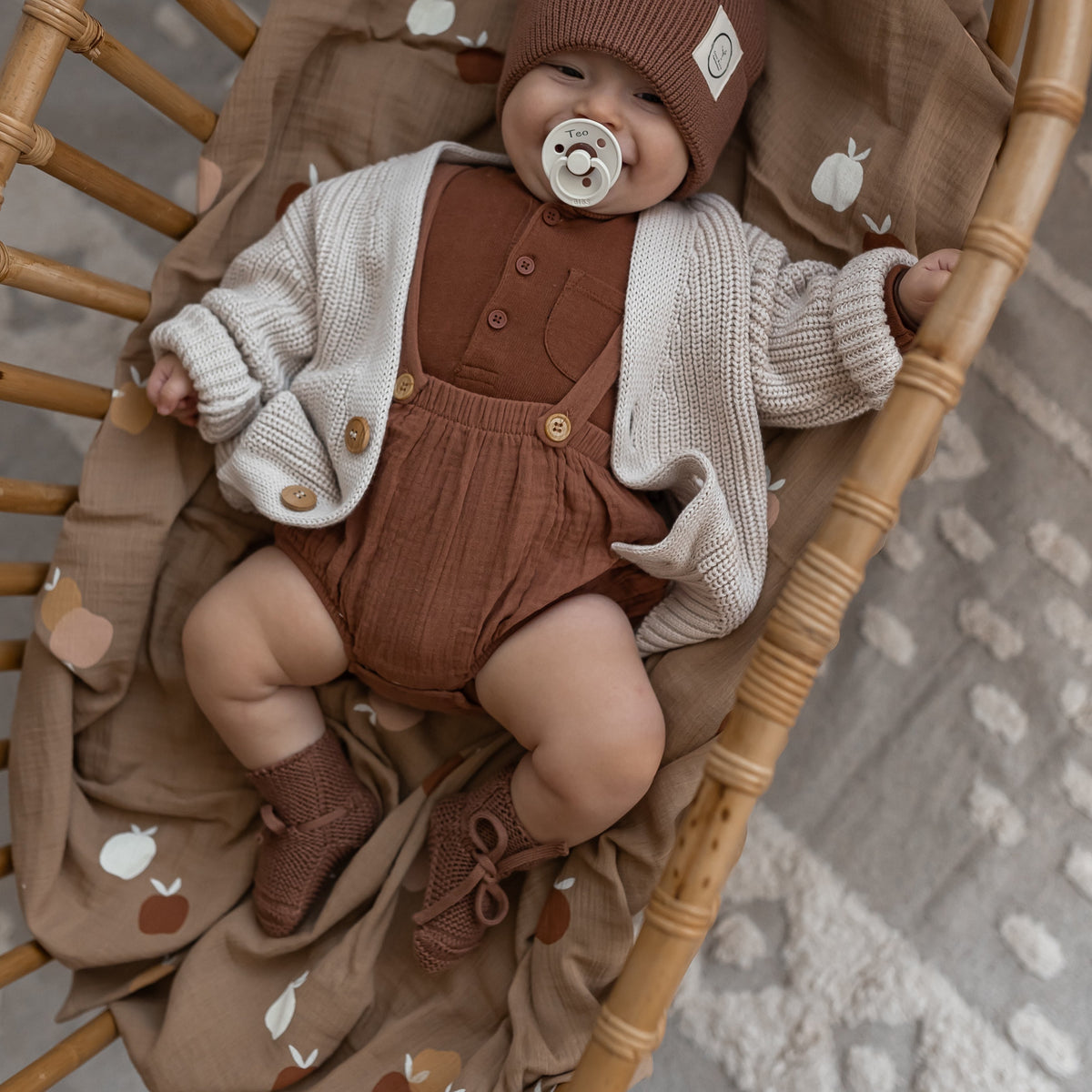 Organic Knit Booties Walnut Onesize (0Mte-1Y)