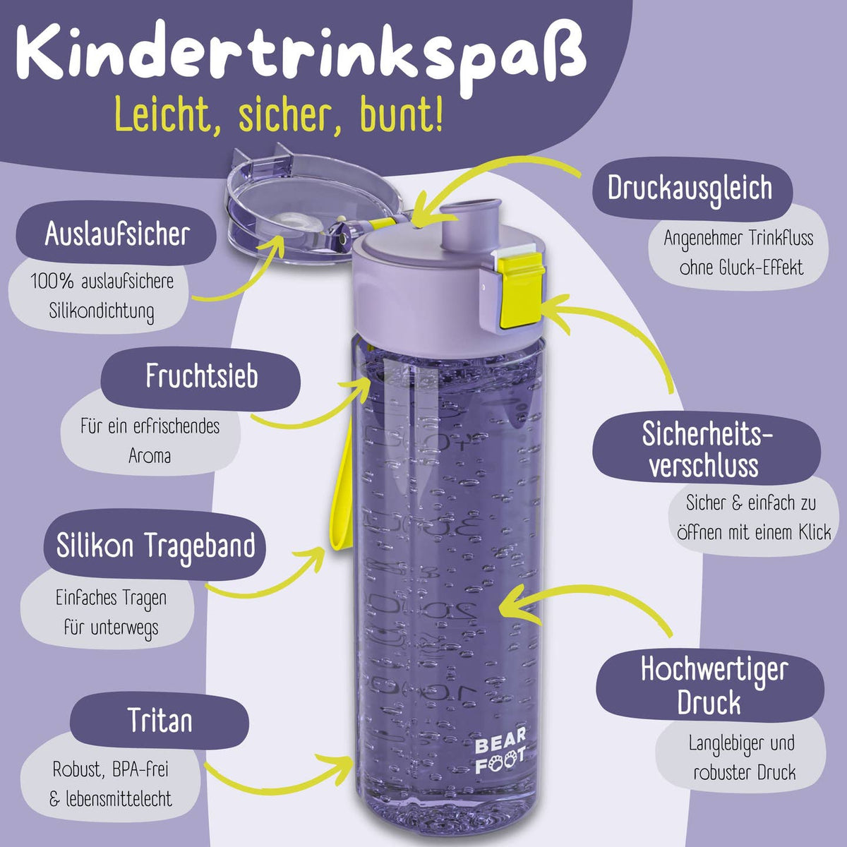 Trinkflasche Bär lila