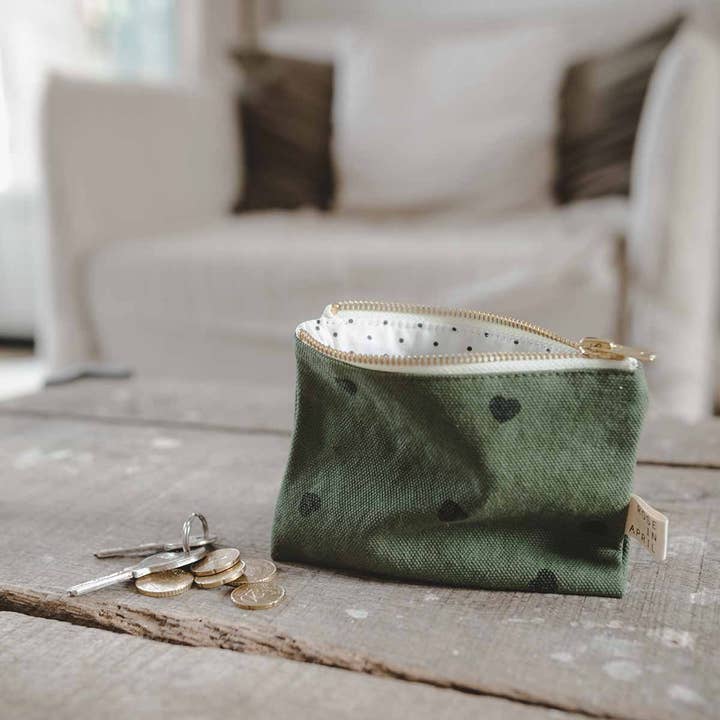 Kosmetiktasche Marie klein Herz khaki