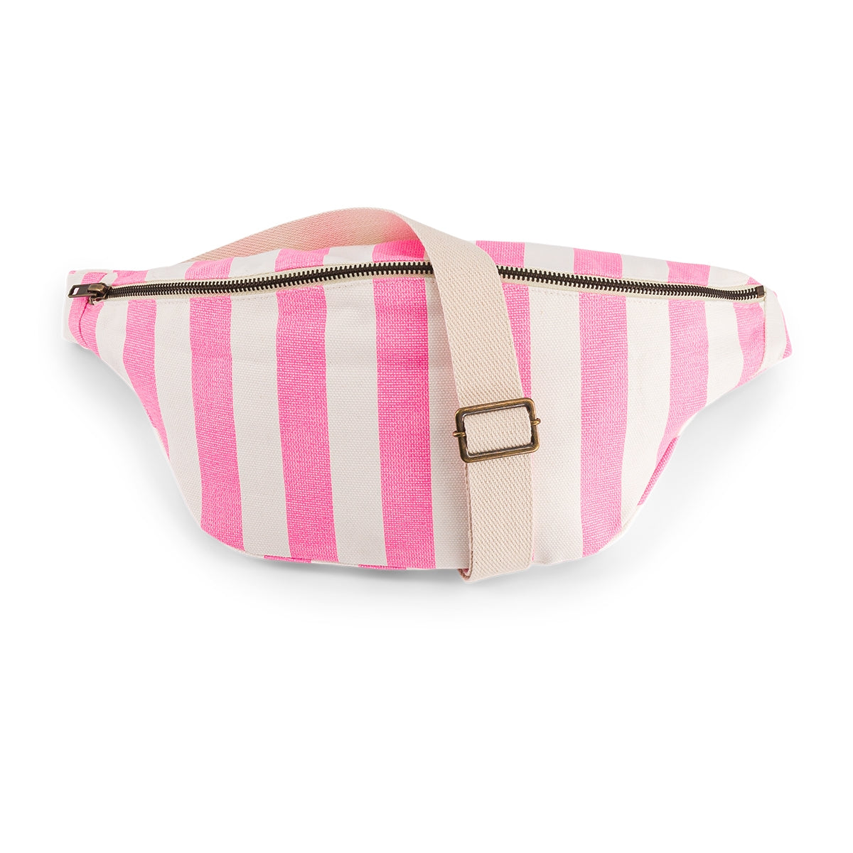 Bananenbeutel Ecru/Neonpink gestreift