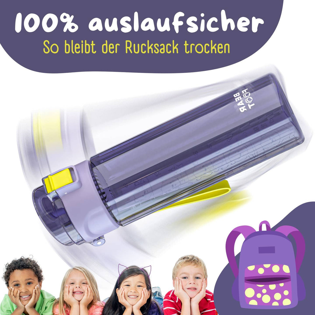 Trinkflasche Bär lila