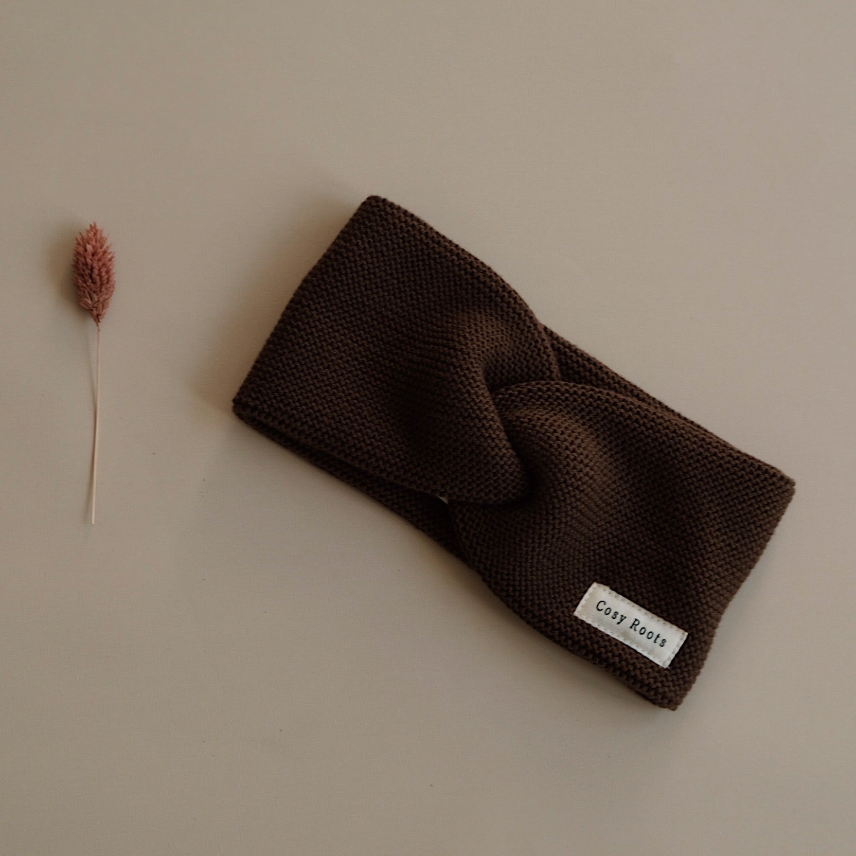 Organic Knit Headband Chocolate Brown