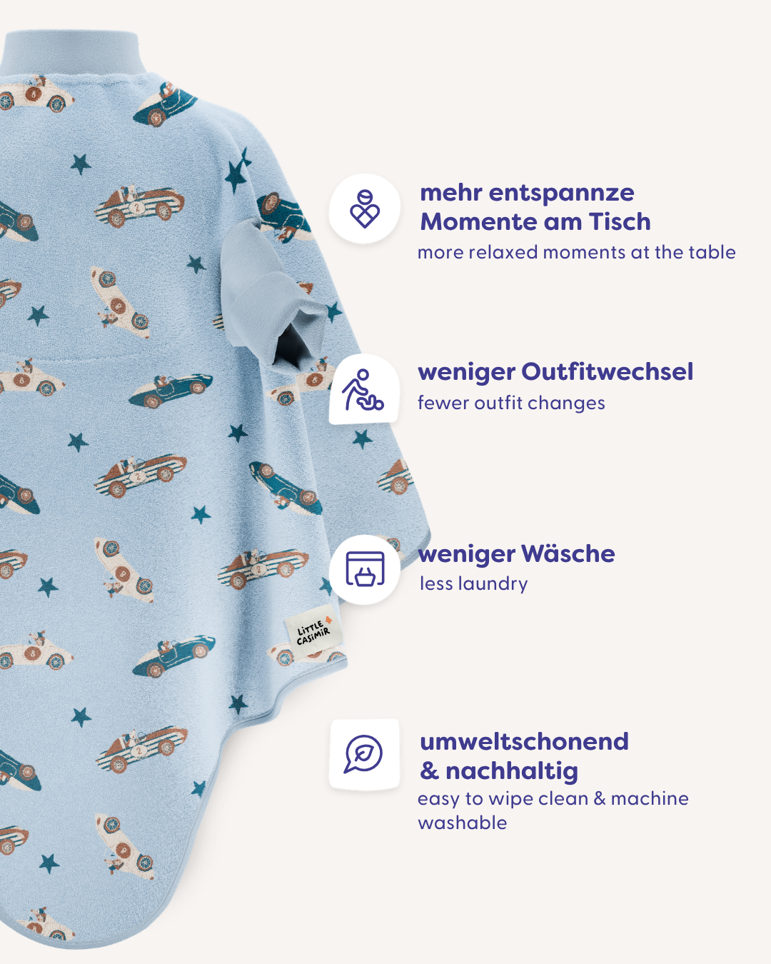 Lätzchen Boo Sky Racers aus Baumwollfrottee, Blush Couture
