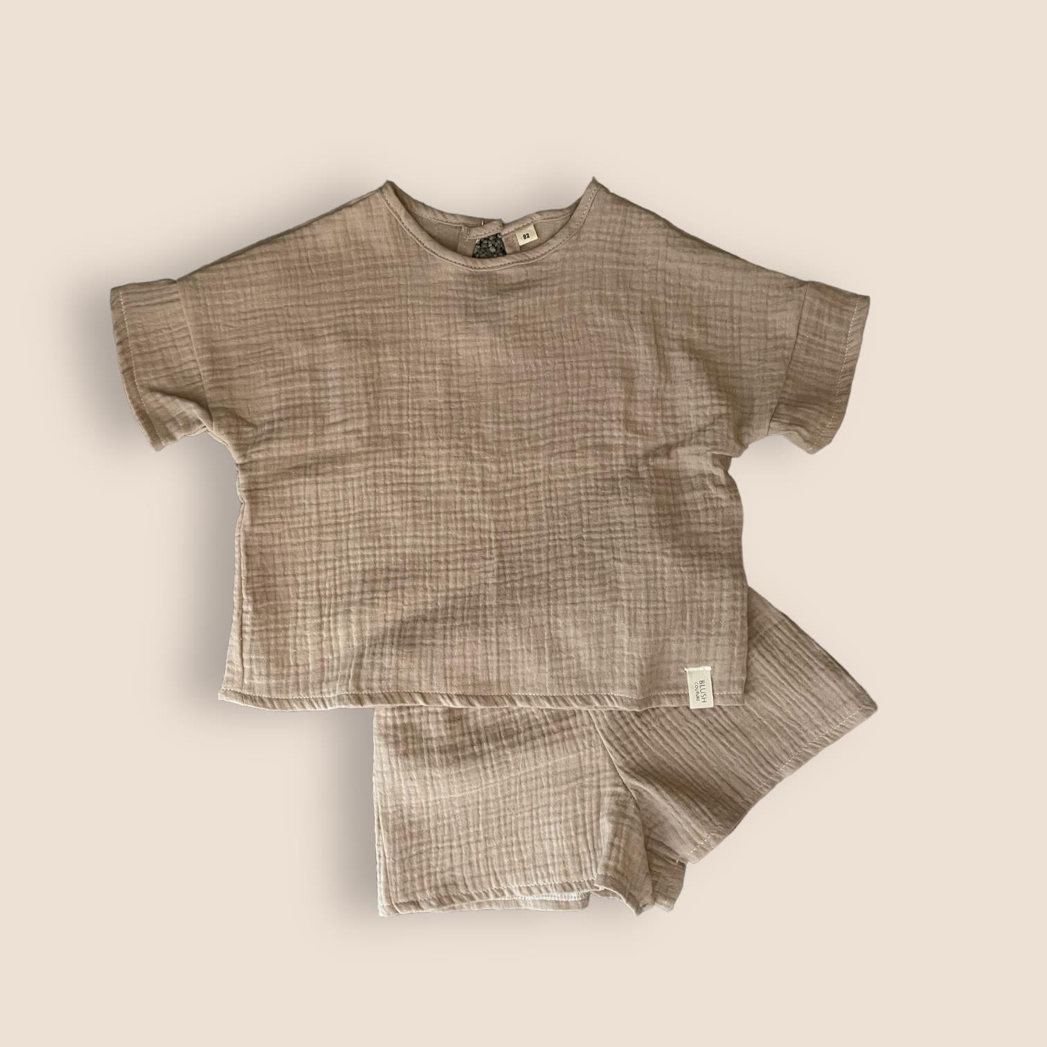 Musselin Shorts dunkelbeige