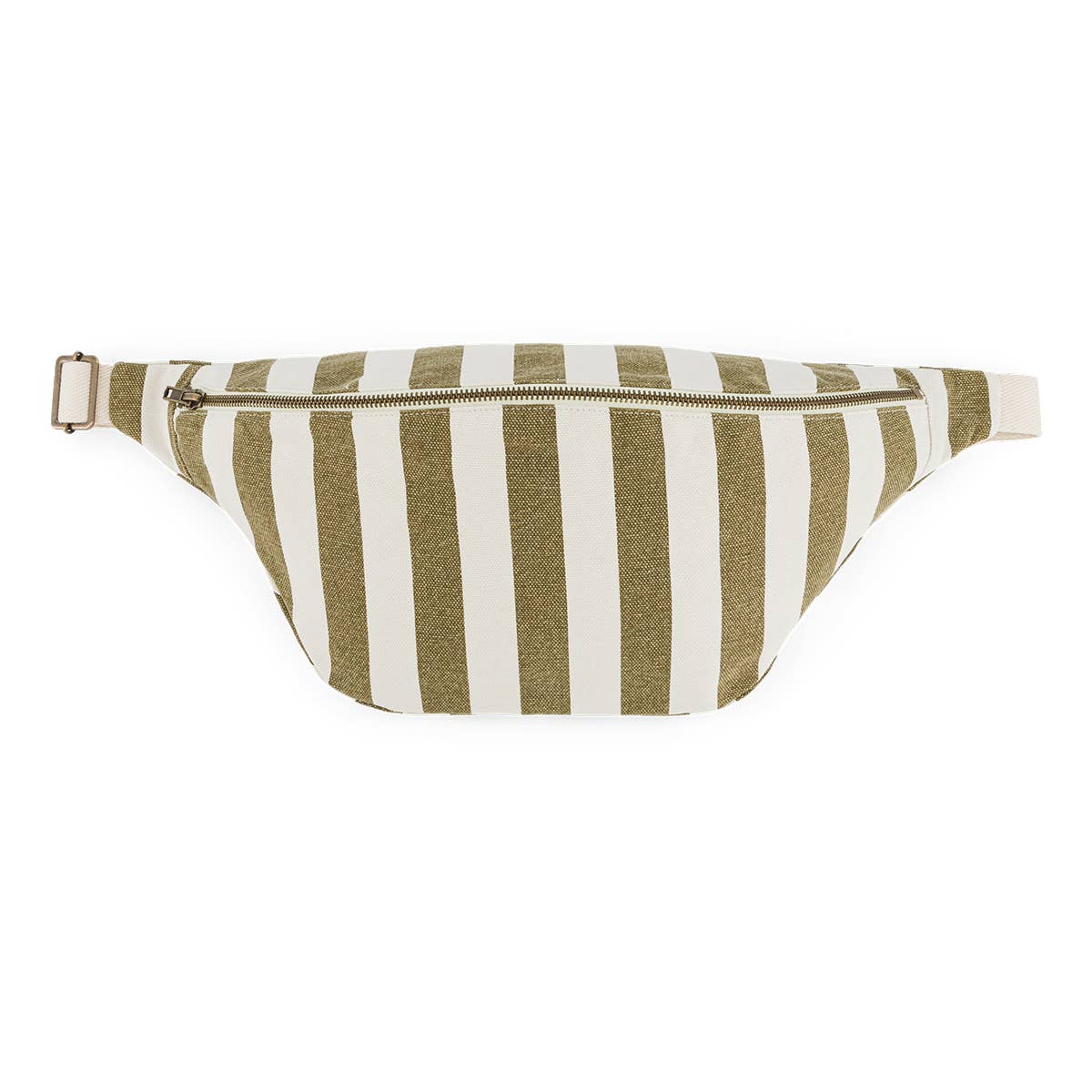 Bananenbeutel Olive/beige gestreift