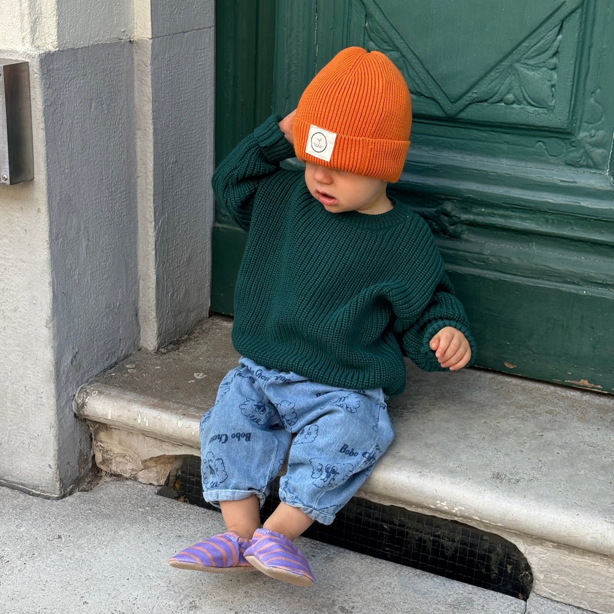 Grobstrick-Pullover Forest Green für Kinder, Blush Couture