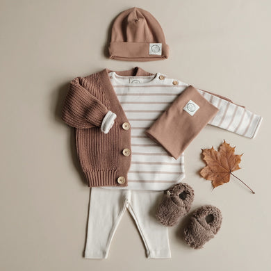 Organic Rib Sweatshirt Caramel Striped