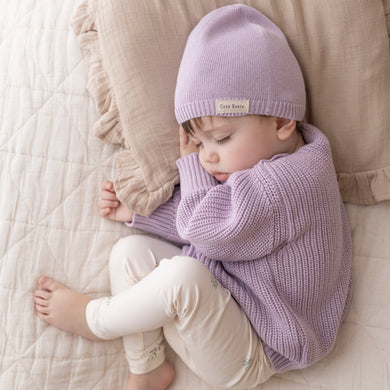 Organic Thin Knit Beanie Lavender