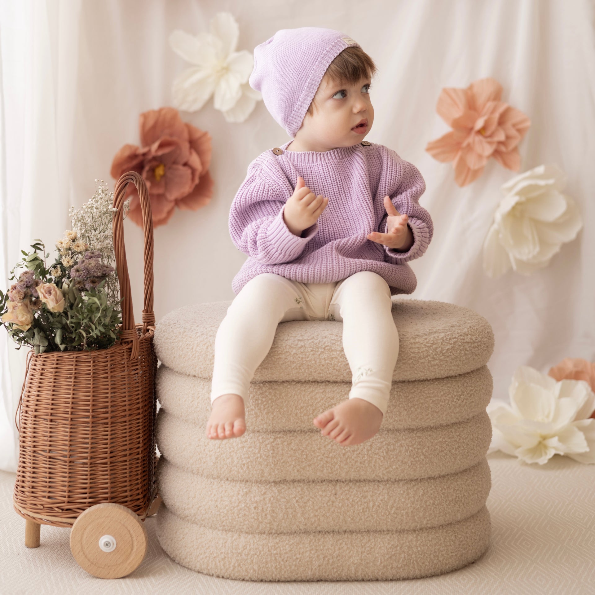 Organic Oversize Knit Pulli- Lavender