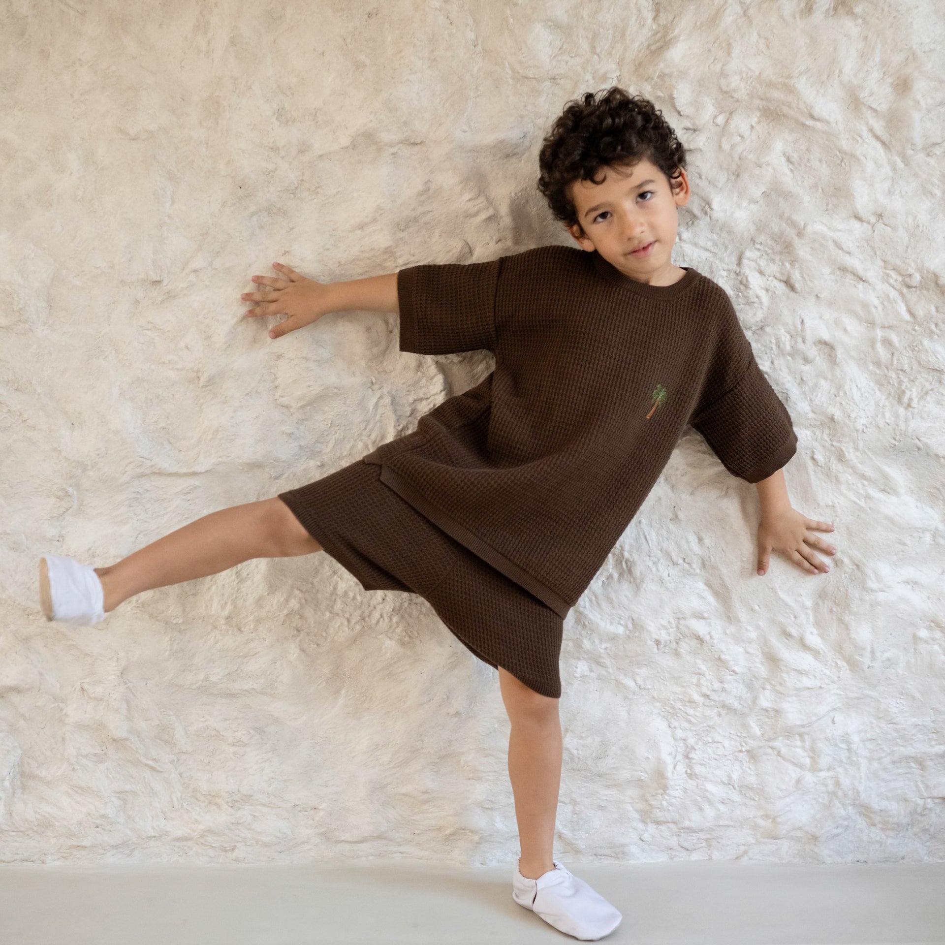 Organic Palm Summer Knit Shirt Chocolate Brown