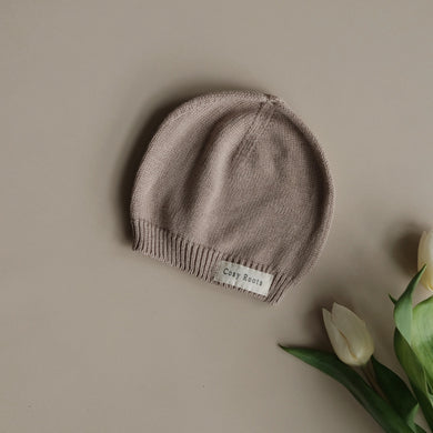 Organic Thin Knit Beanie Caramel