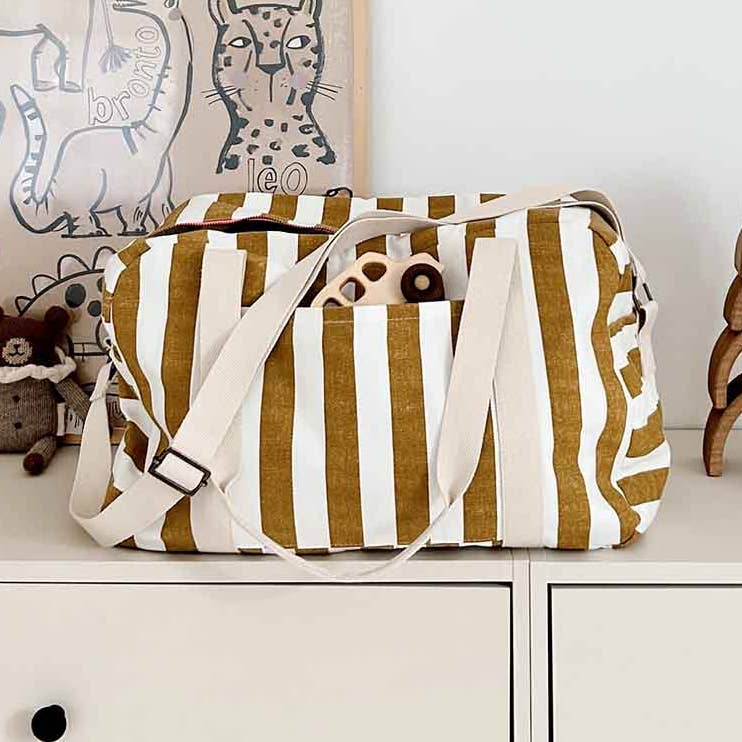 Weekend bag Raphael karamell gestreift