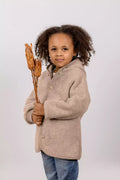 Kapuzenjacke Sand Melange aus Merinowolle, Blush Couture