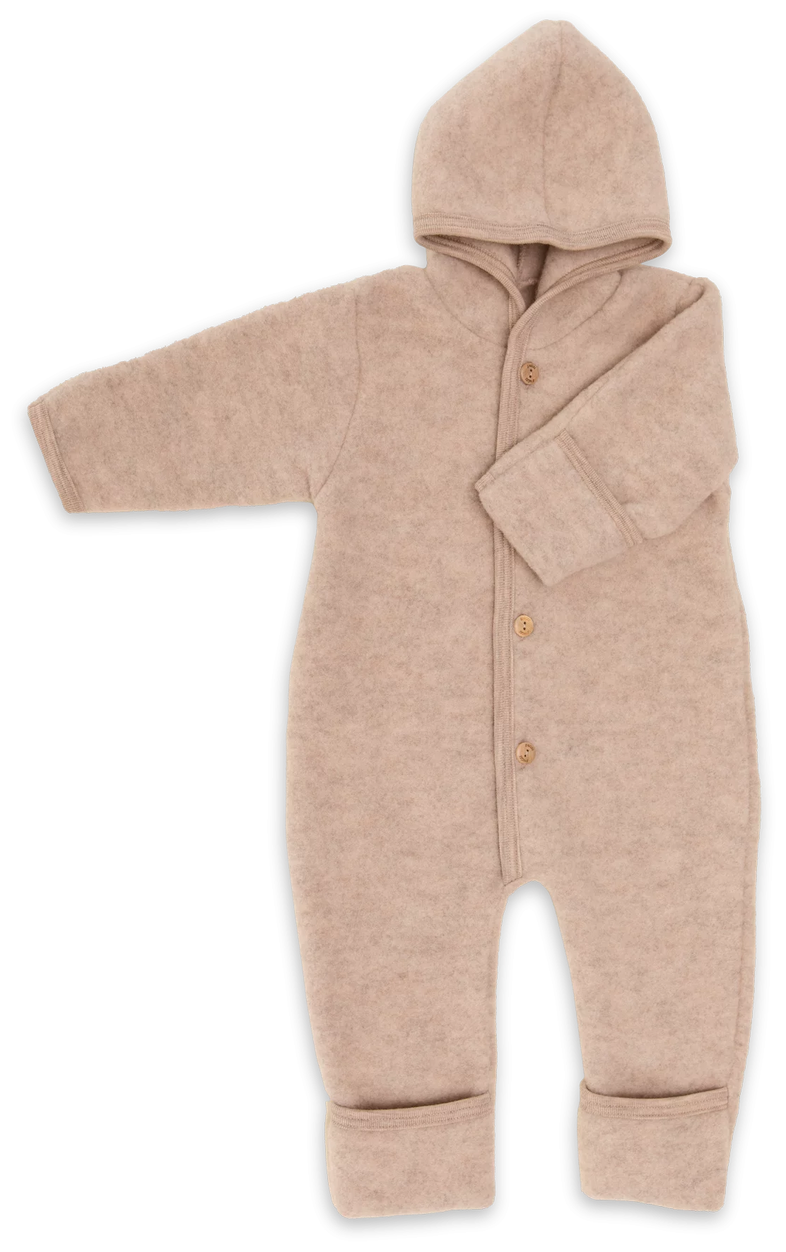 Kapuzenoverall Sand Melange am Baby getragen, Blush Couture