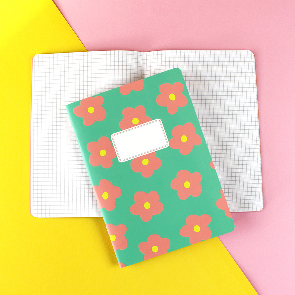 Notizheft | Flowers Mint Rose Gelb