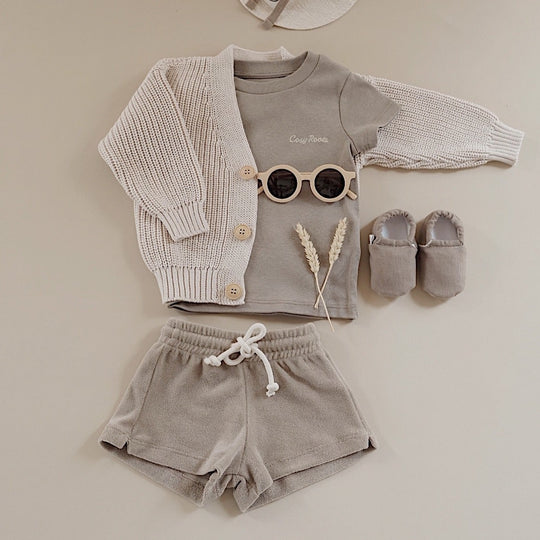 Organic Knit Cardigan Sand