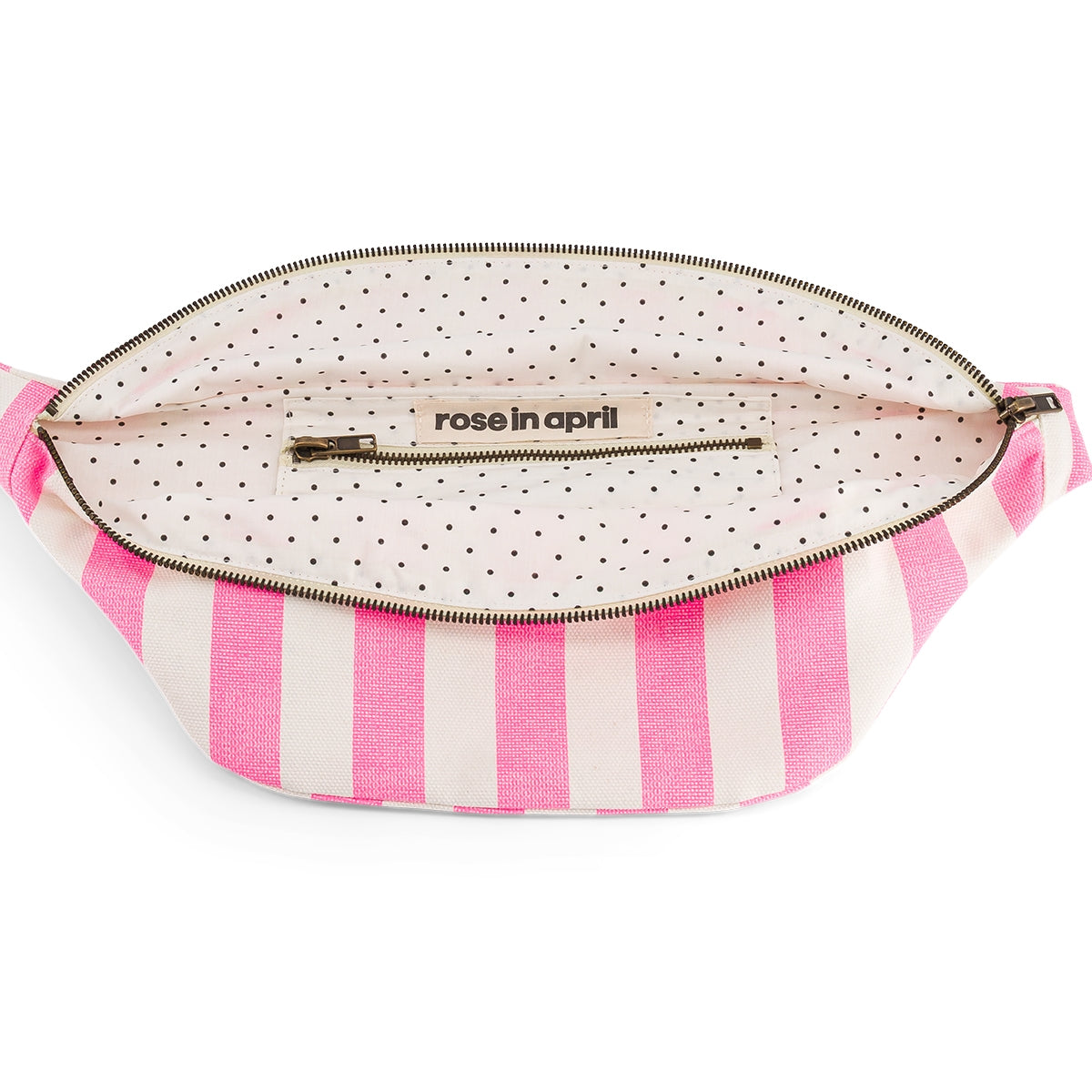 Bananenbeutel Ecru/Neonpink gestreift