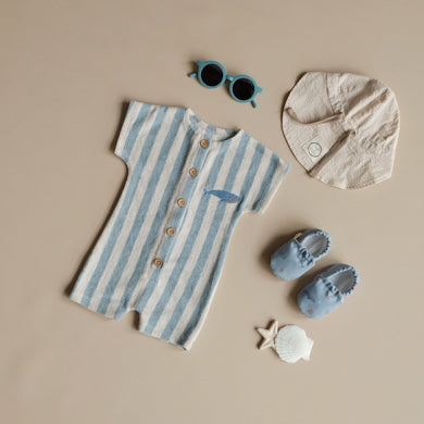 Organic Terry Onesie Blue Striped
