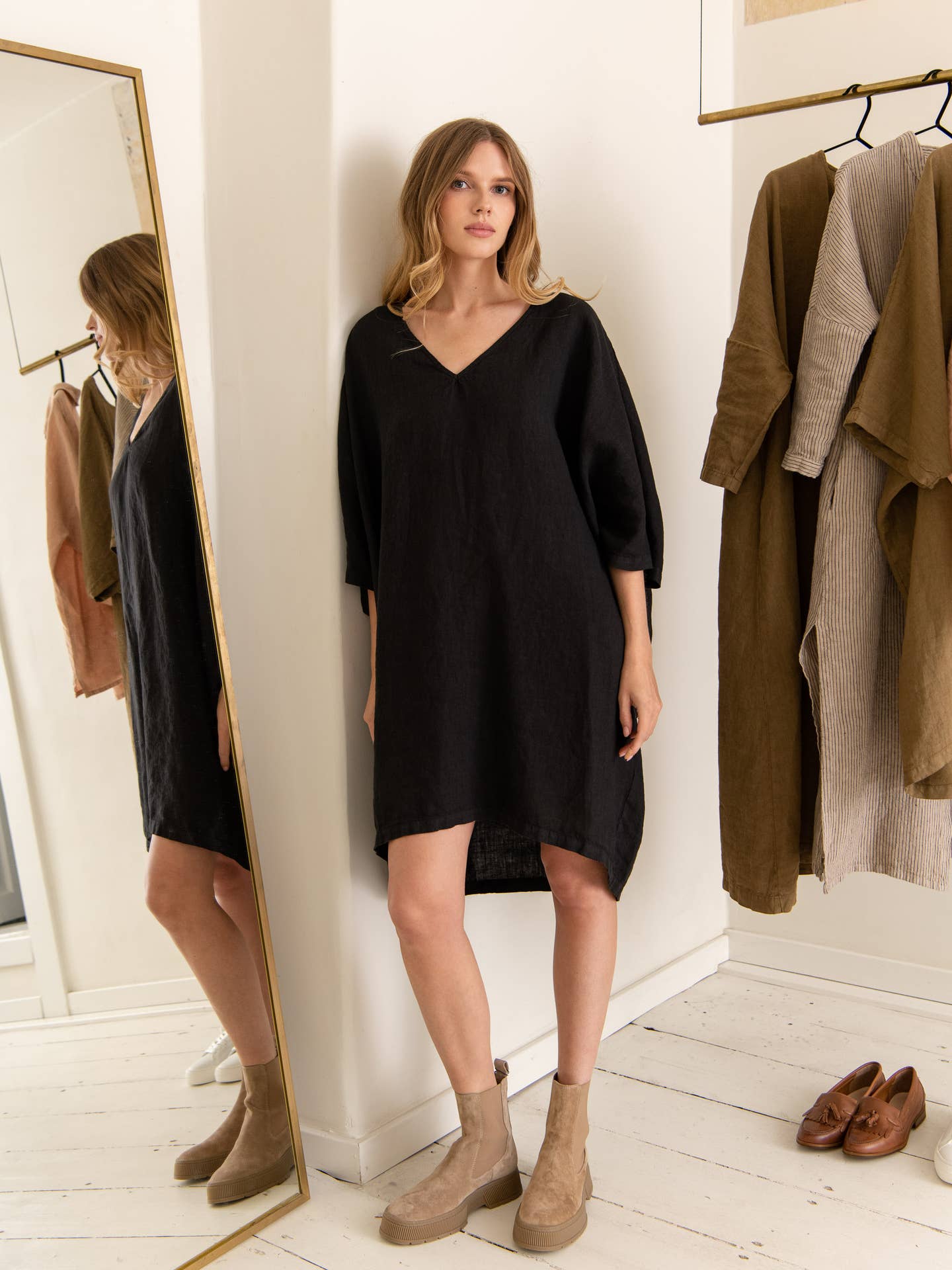 Linen Tunikakleid black Gabriel