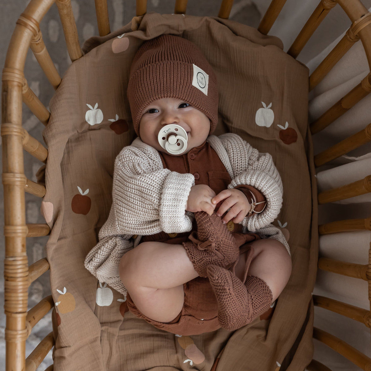 Organic Knit Booties Walnut Onesize (0Mte-1Y)