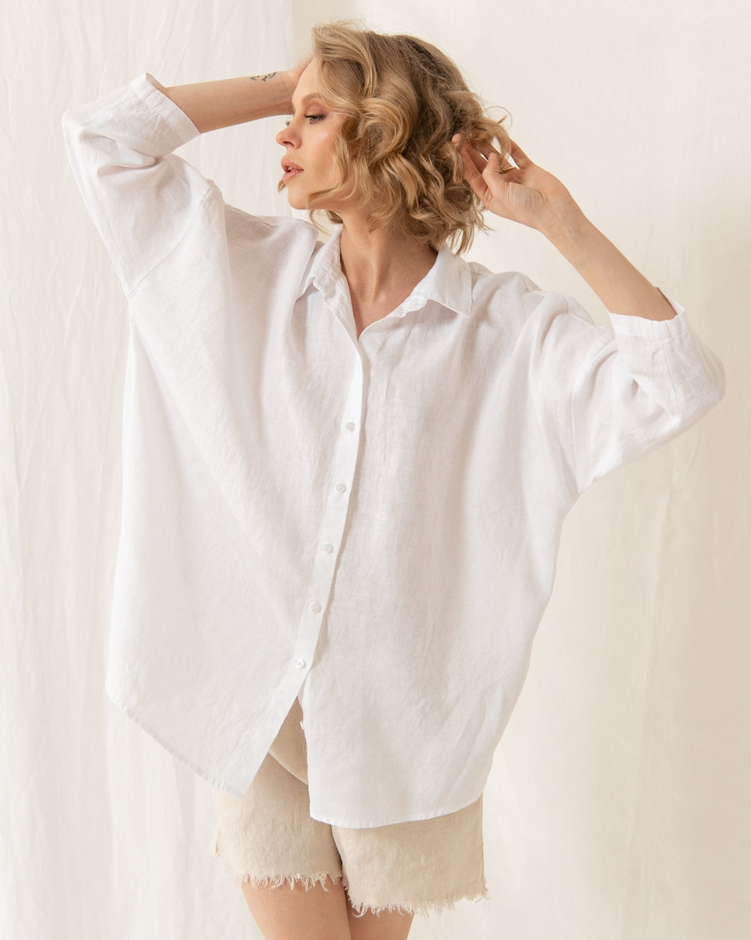 Linen Bluse white Cathy