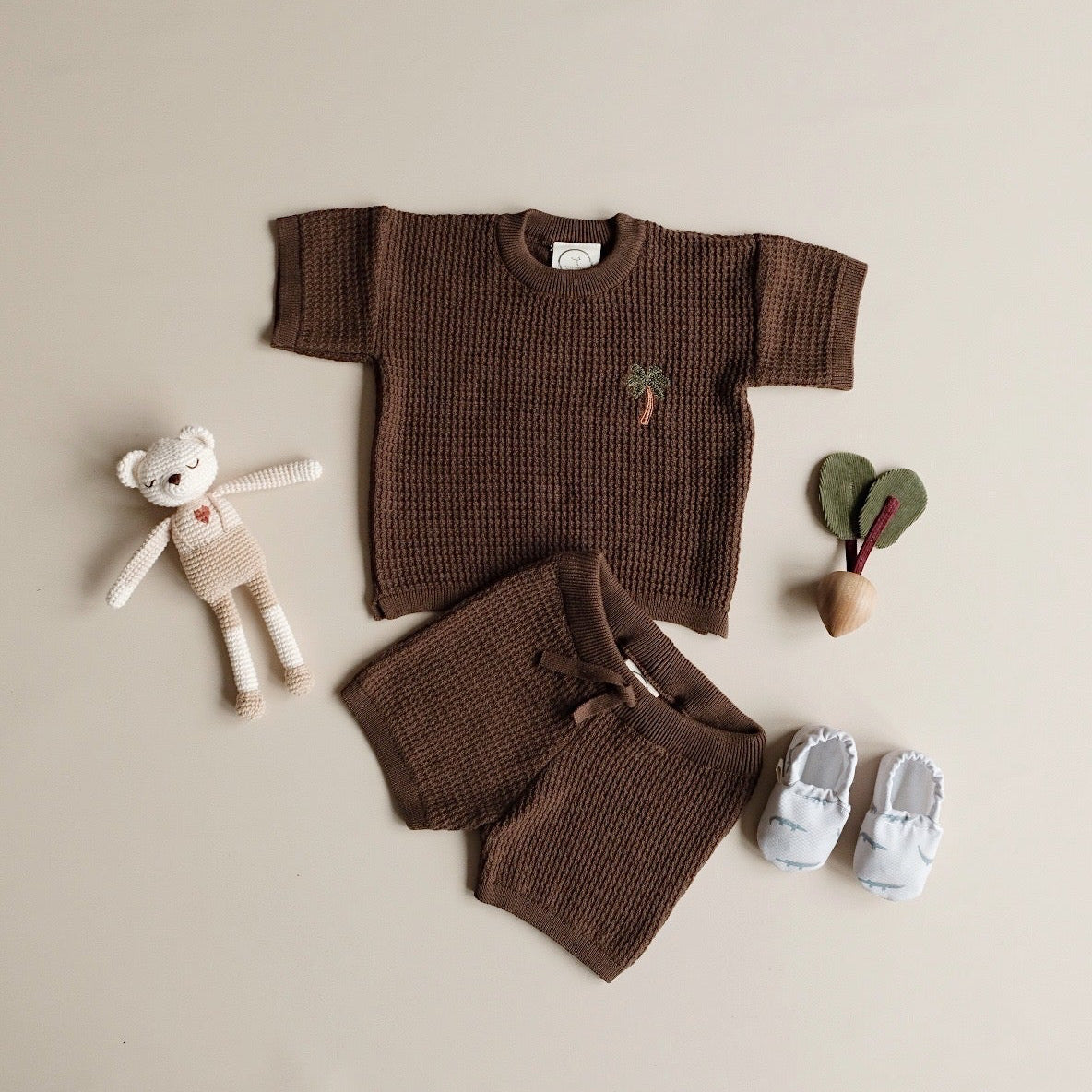 Organic Summer Knit Shorts Chocolate Brown