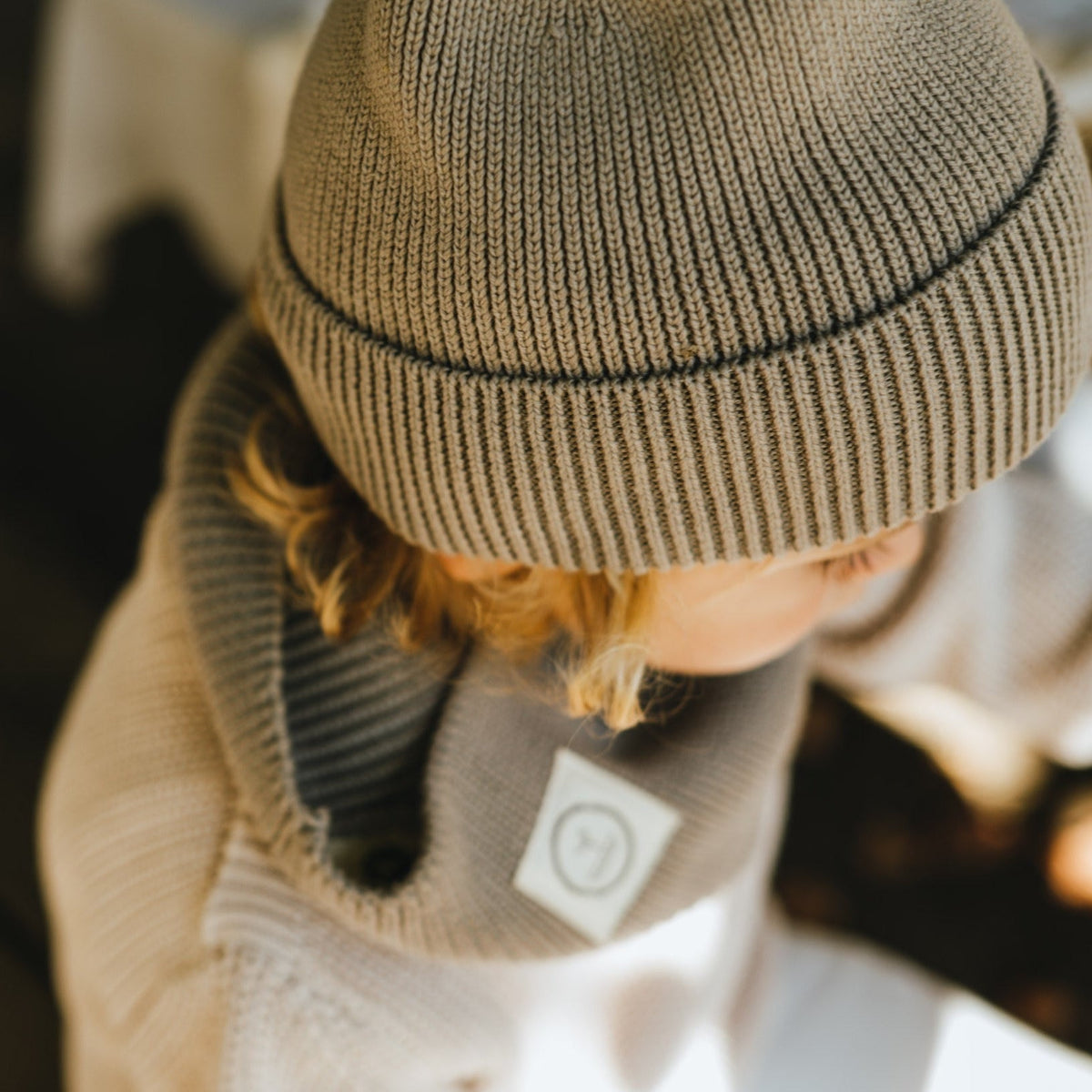 Organic Knit Scarf Khaki