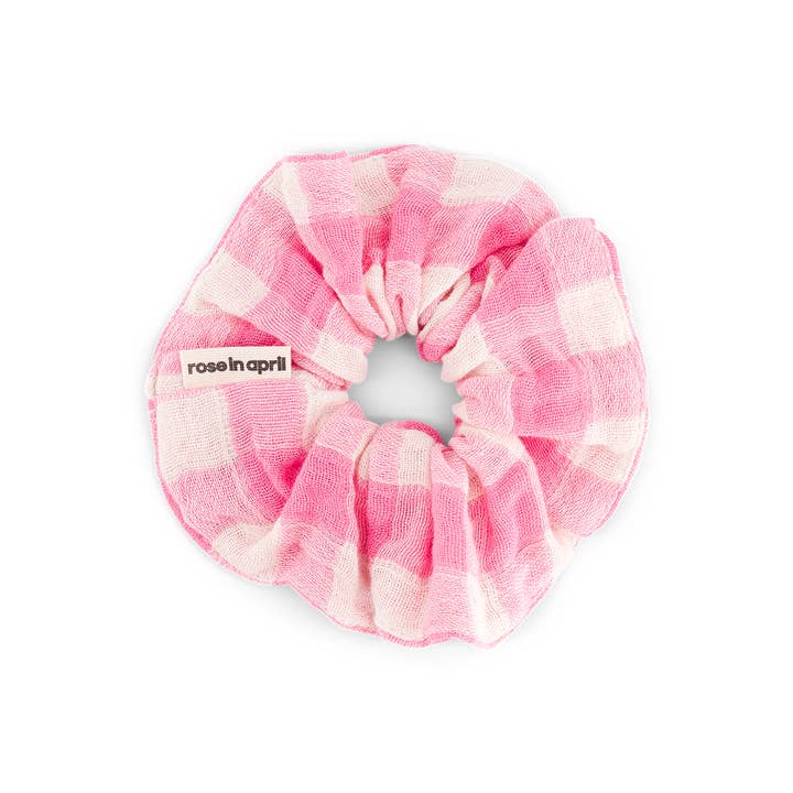 Scrunchie Chouchou Vichy Neon Pink- Kids