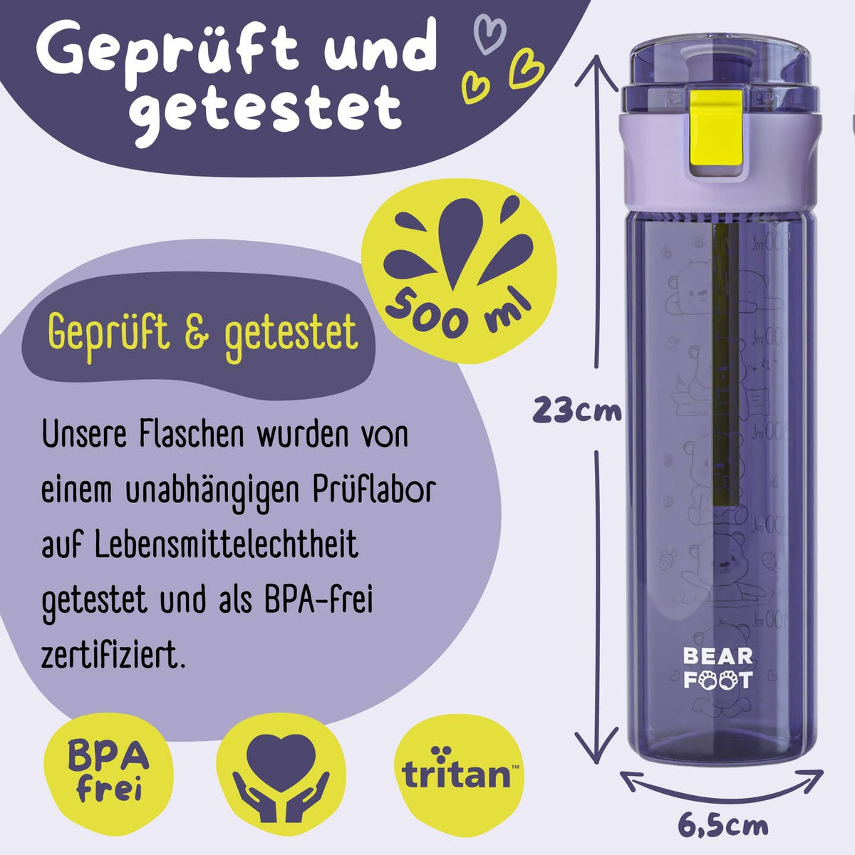 Trinkflasche Bär lila