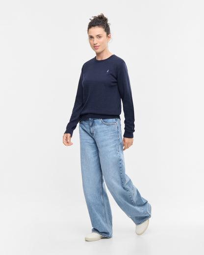 TreePullover Merino Wool Women Dark Navy