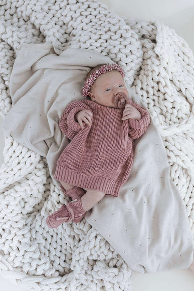 Organic Knit Booties Dusty rose Onesize (0Mte-1Y)