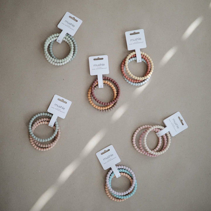Pearl Teether Bracelets Lilac/Cyan/Soft Peach