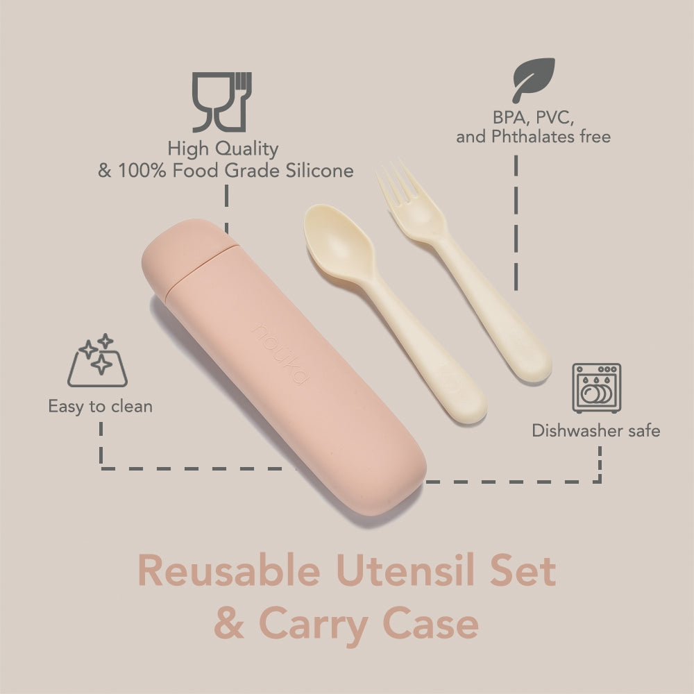 Wiederverwendbares Besteckset & Tragetasche - Soft Blush