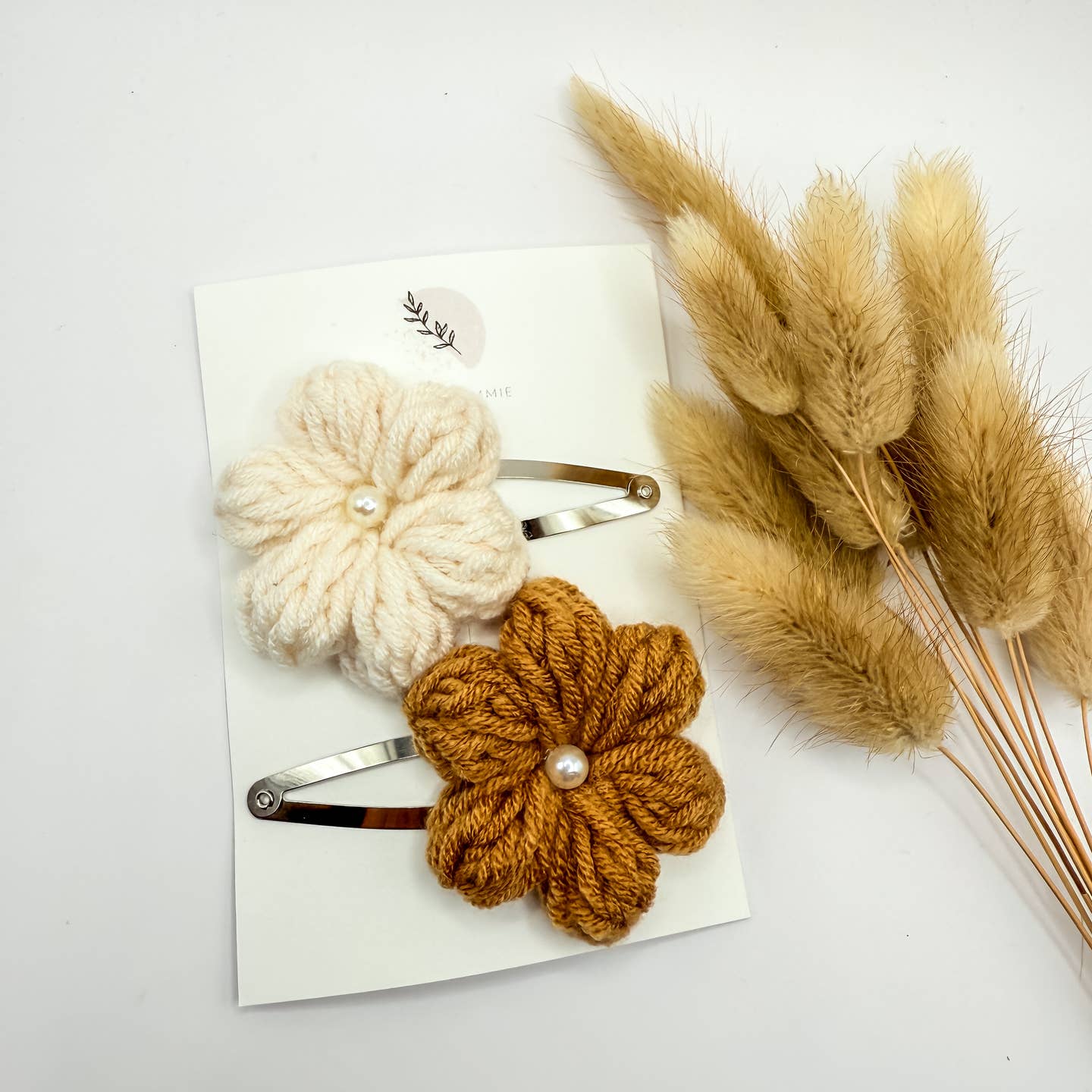 Set Haarspangen Beau | Taupe/Weiss