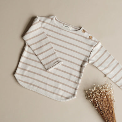 Organic Rib Sweatshirt Caramel Striped