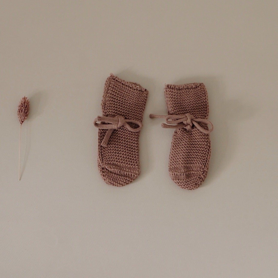 Organic Knit Booties Walnut Onesize (0Mte-1Y)