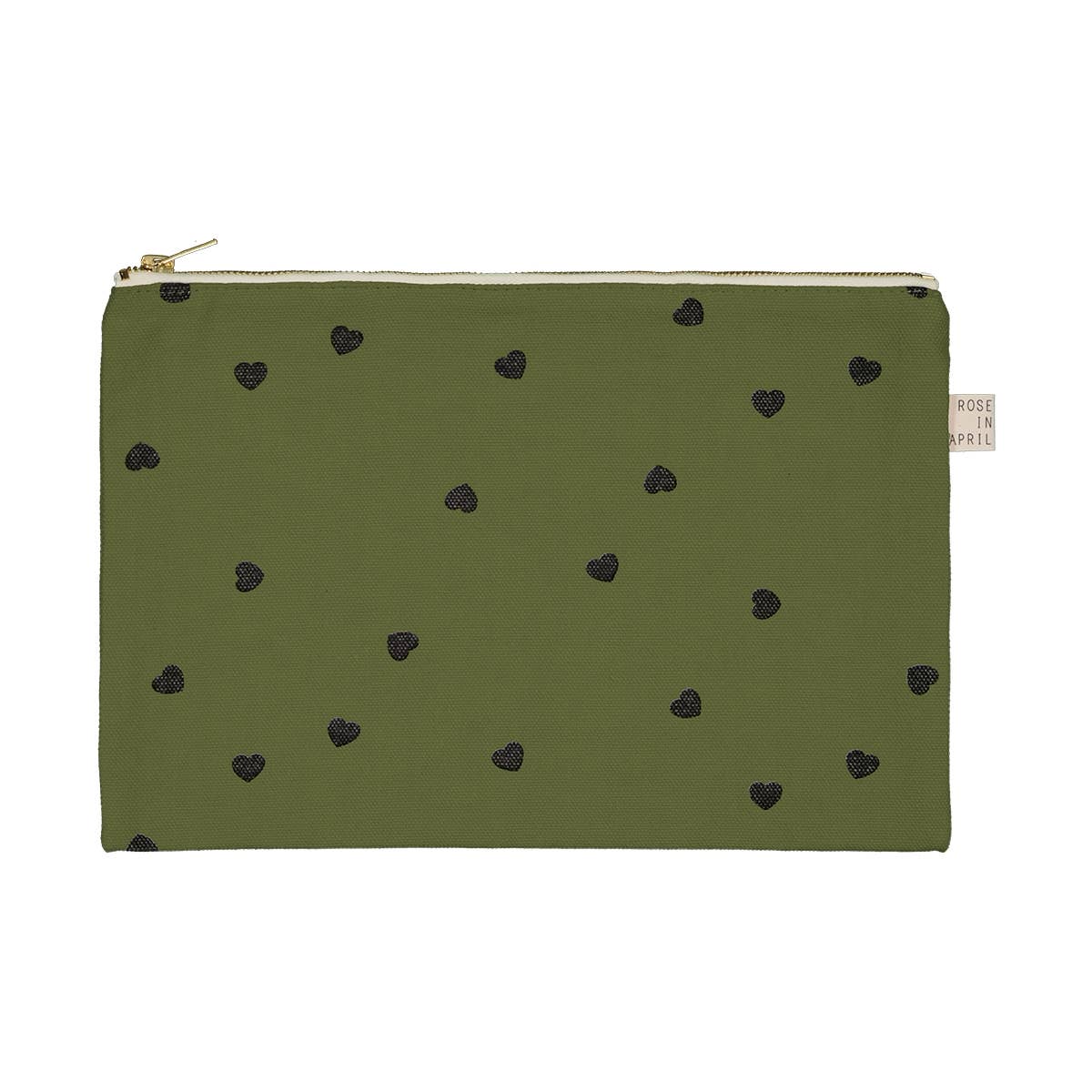 Kosmetiktasche Lili gross Herz khaki