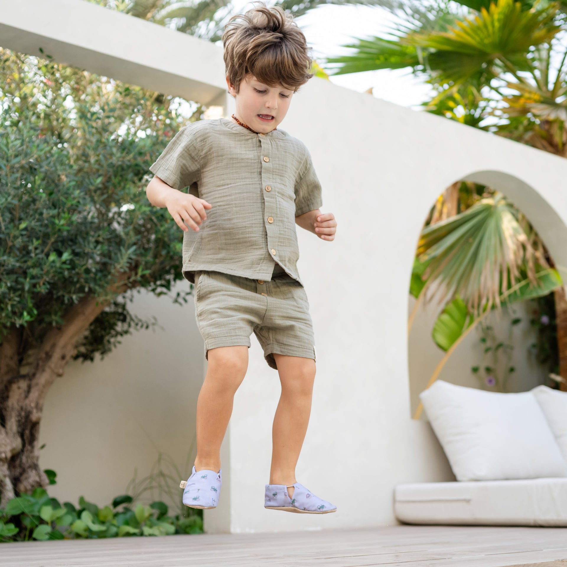 Organic Muslin Shirt Khaki