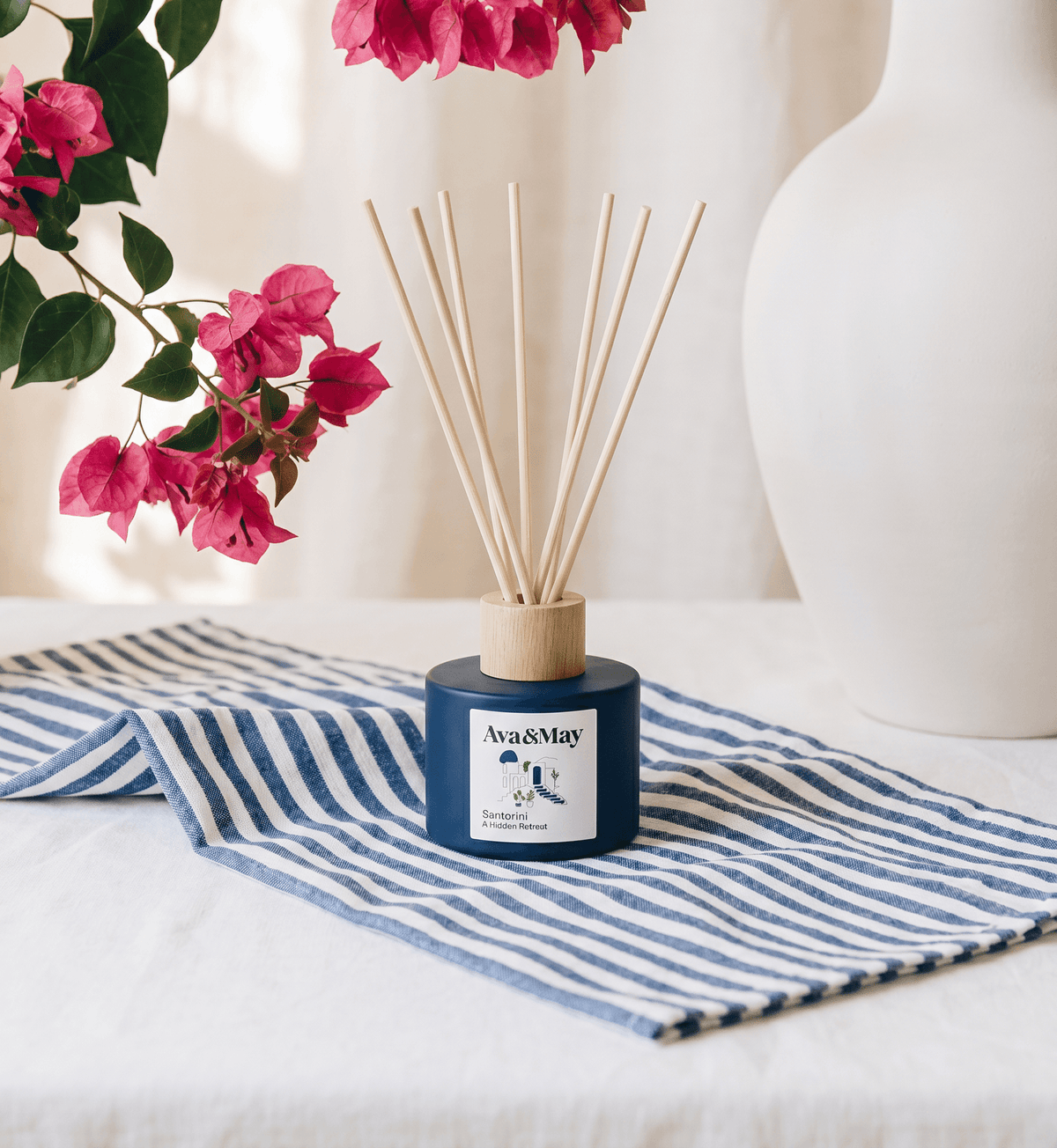 Duftstäbchen Santorini mit Rattan-Stäbchen, Blush Couture