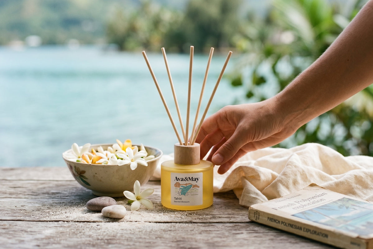 Duftstäbchen Tahiti mit Rattan-Stäbchen, Blush Couture