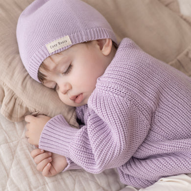 Organic Thin Knit Beanie Lavender