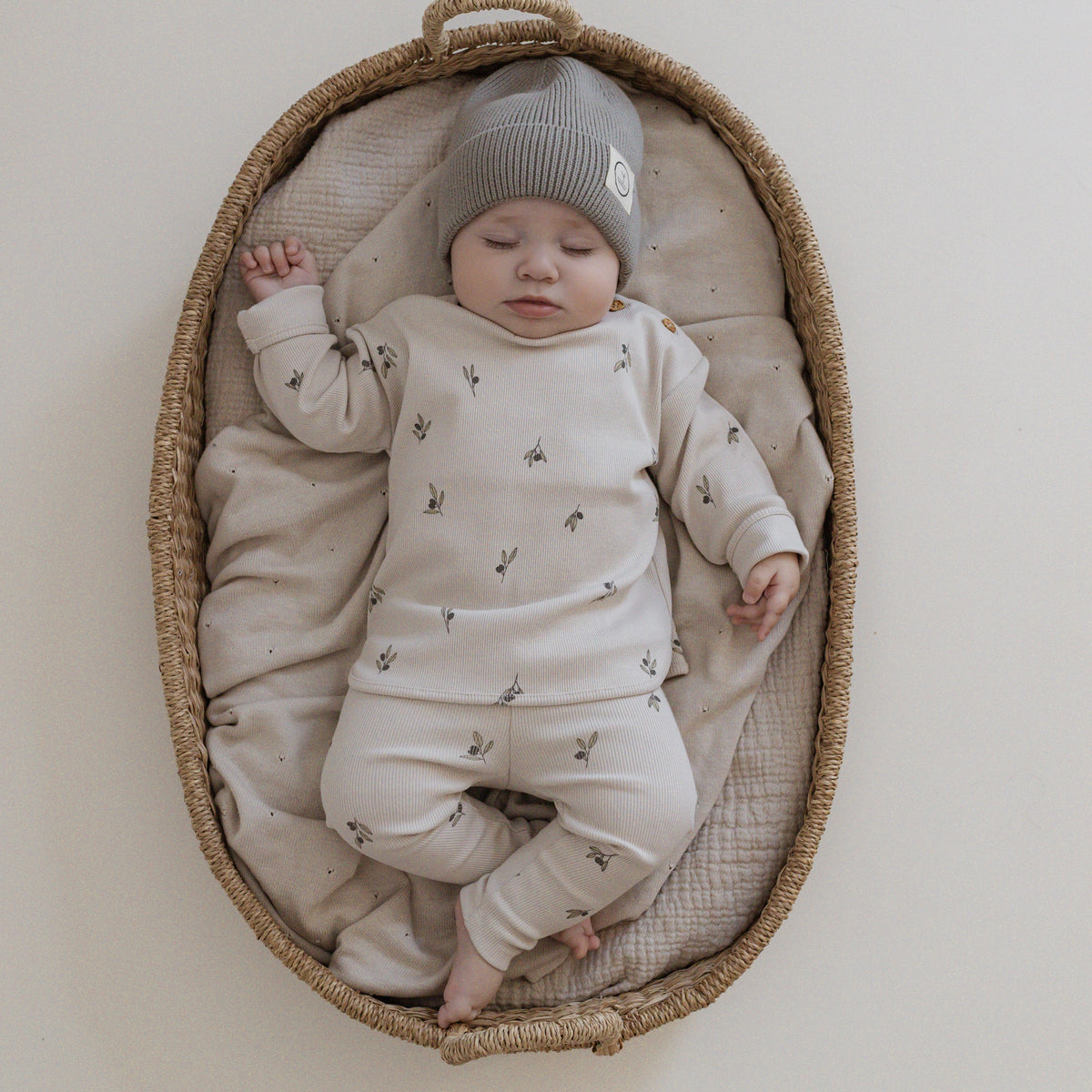 Organic Rib Leggings Tiny Olives