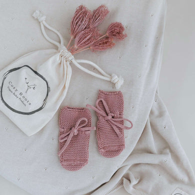 Organic Knit Booties Dusty rose Onesize (0Mte-1Y)